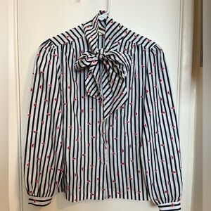 Vintage Rhonda Lee Button Down Blouse with Tie Size Large